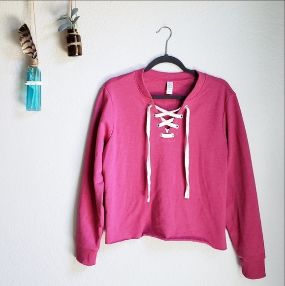 Alternative Apparel Sweaters - Alternative Apparel | Lace-Up Cropped Pullover